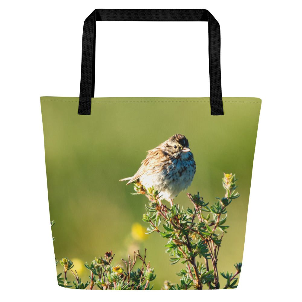 Song Sparrow All-Over Print Large Tote Bag