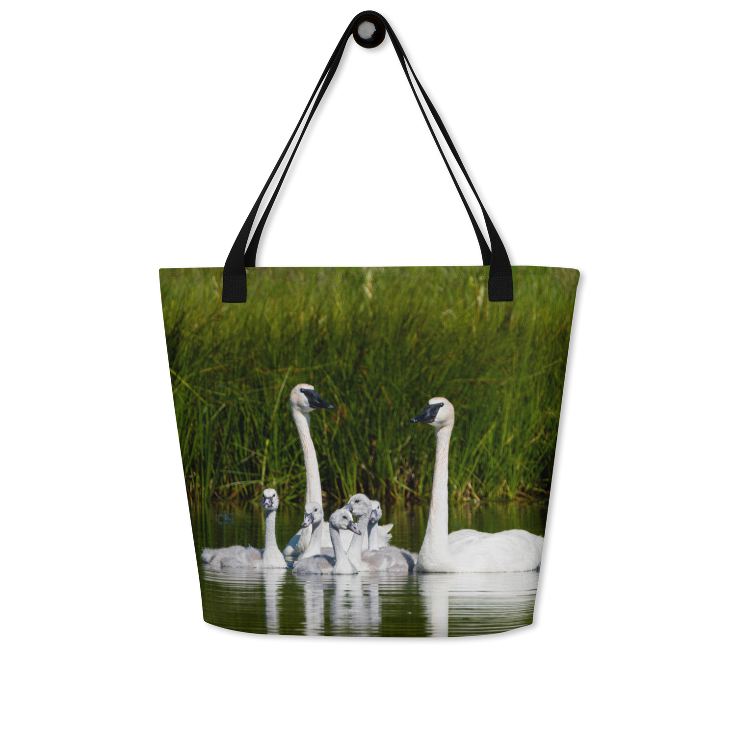 Swan Family All-Over Print Large Tote Bag