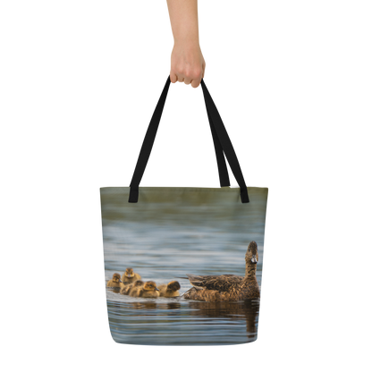 Duck Family All-Over Print Large Tote Bag