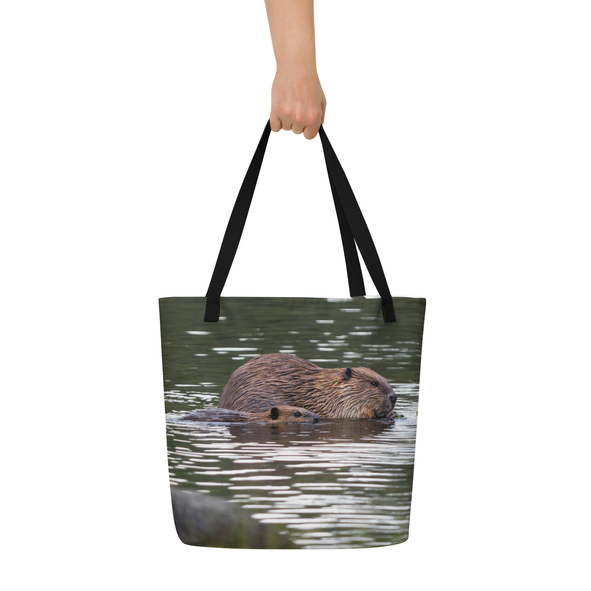 Beaver All-Over Print Large Tote Bag