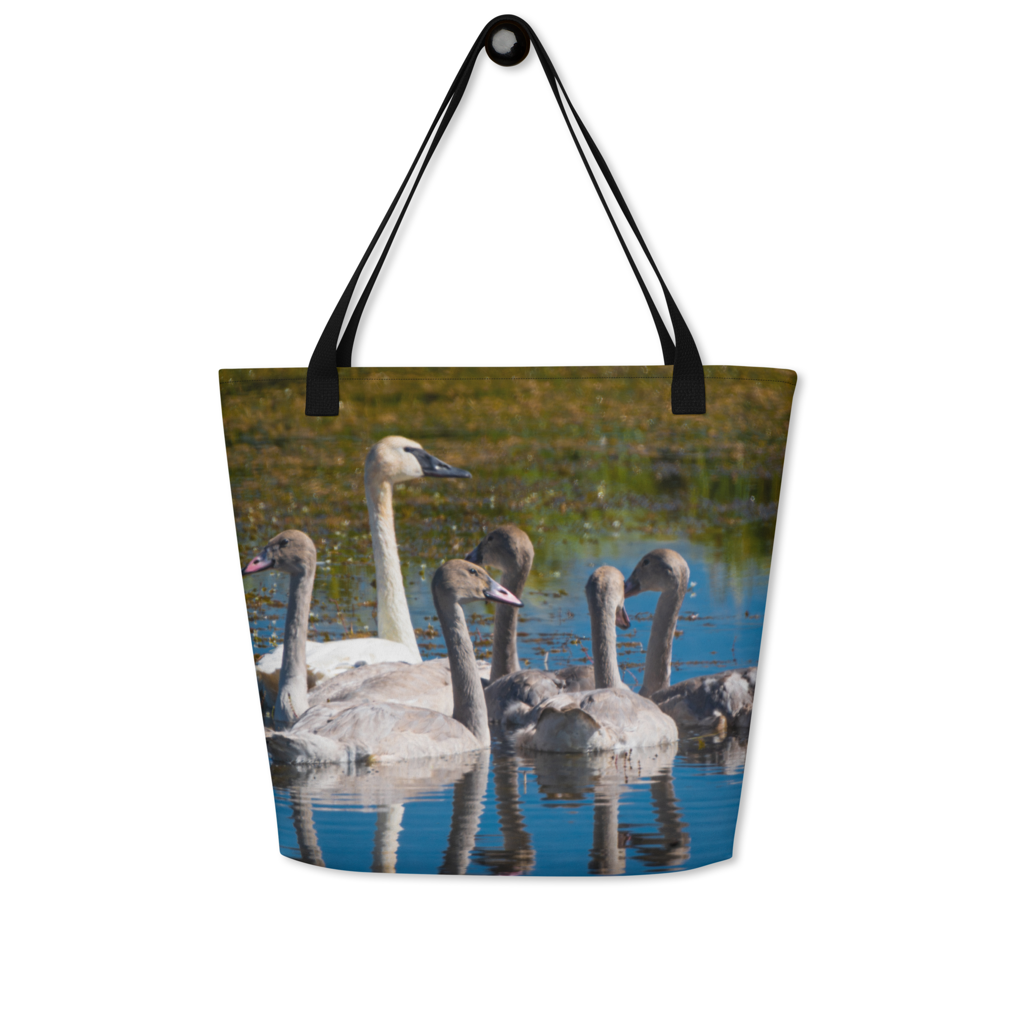 Swans All-Over Print Large Tote Bag