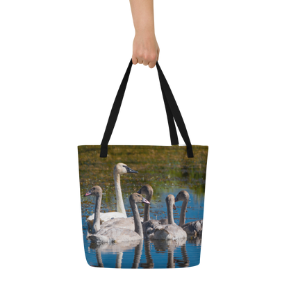 Swans All-Over Print Large Tote Bag