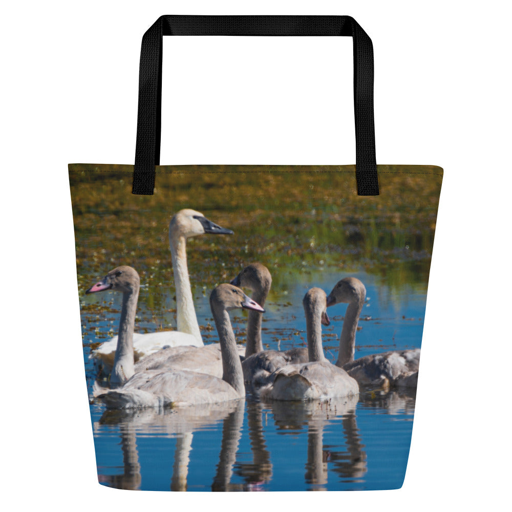 Swans All-Over Print Large Tote Bag