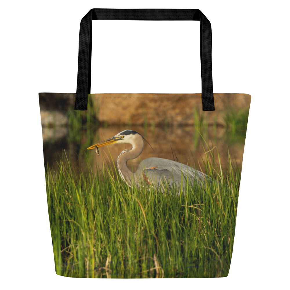 Blue Heron All-Over Print Large Tote Bag