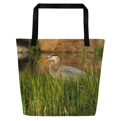 Blue Heron All-Over Print Large Tote Bag