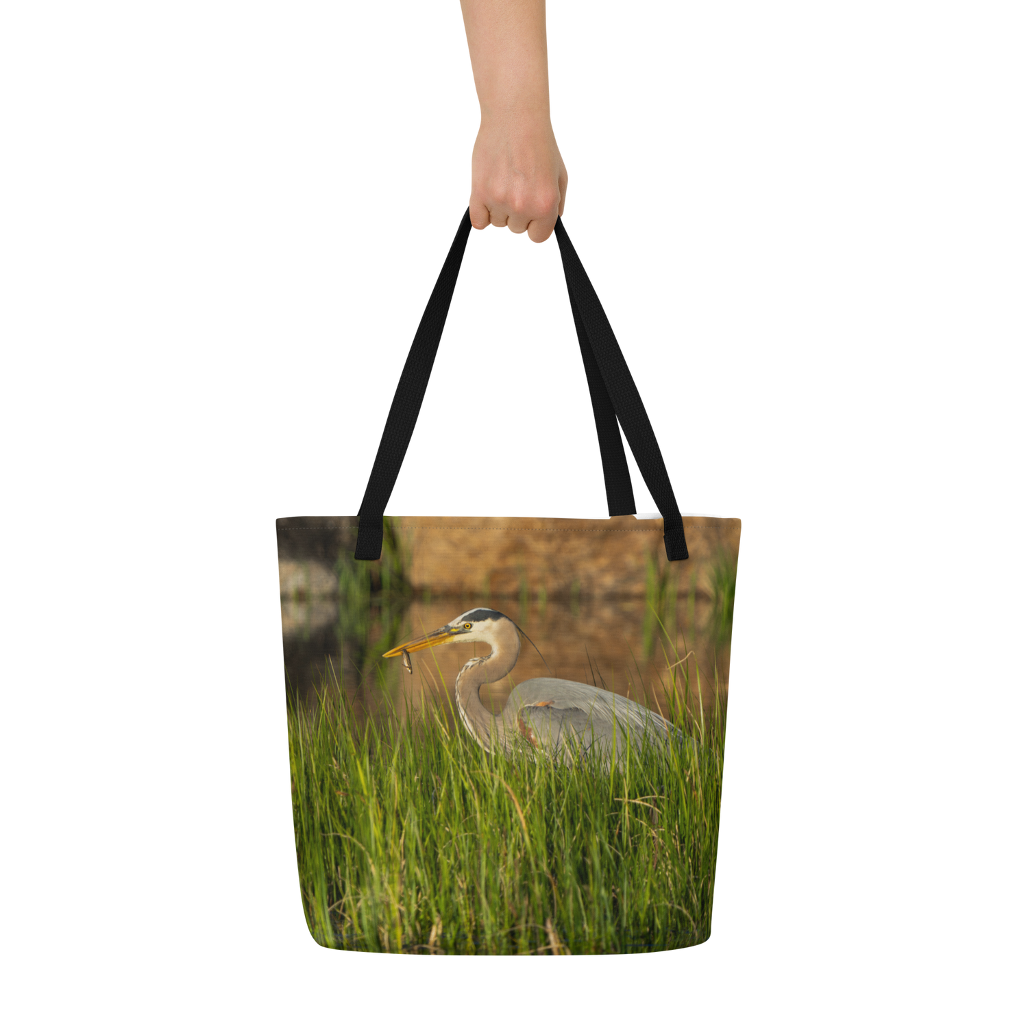 Blue Heron All-Over Print Large Tote Bag