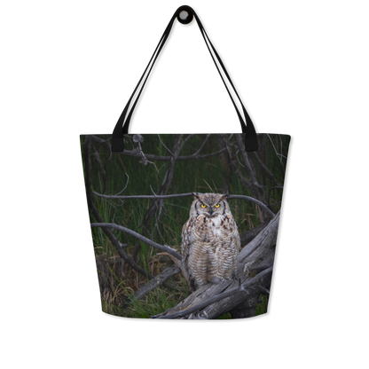 Owl All-Over Print Large Tote Bag