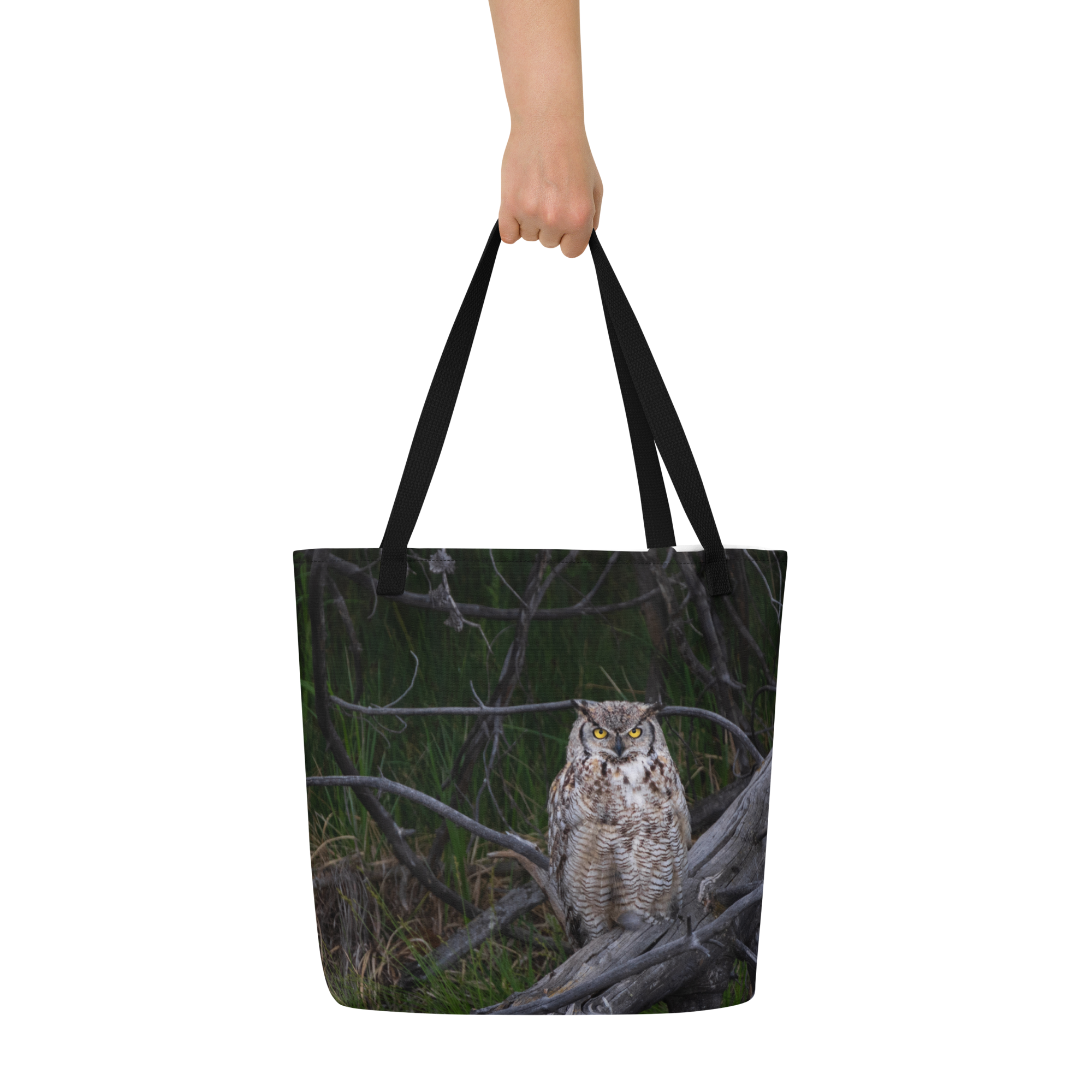 Owl All-Over Print Large Tote Bag