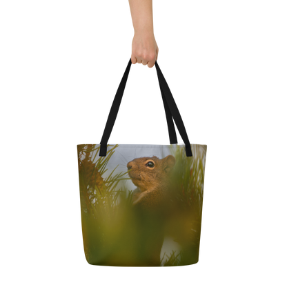 Squirrel All-Over Print Large Tote Bag