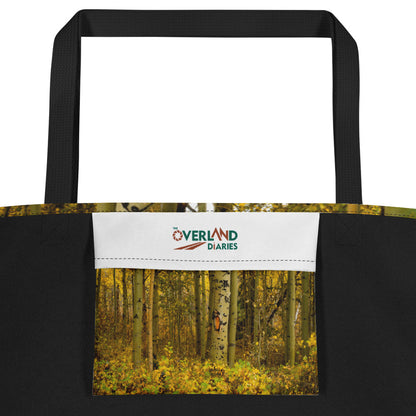 Detail Aspen Trees in the Fall All-Over Print Large Tote Bag