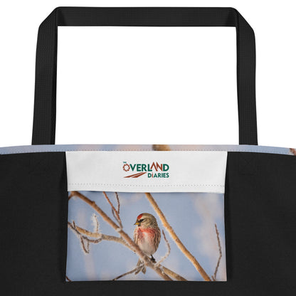 Common Redpoll All-Over Print Large Tote Bag