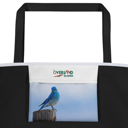 Mountain Bluebird All-Over Print Large Tote Bag