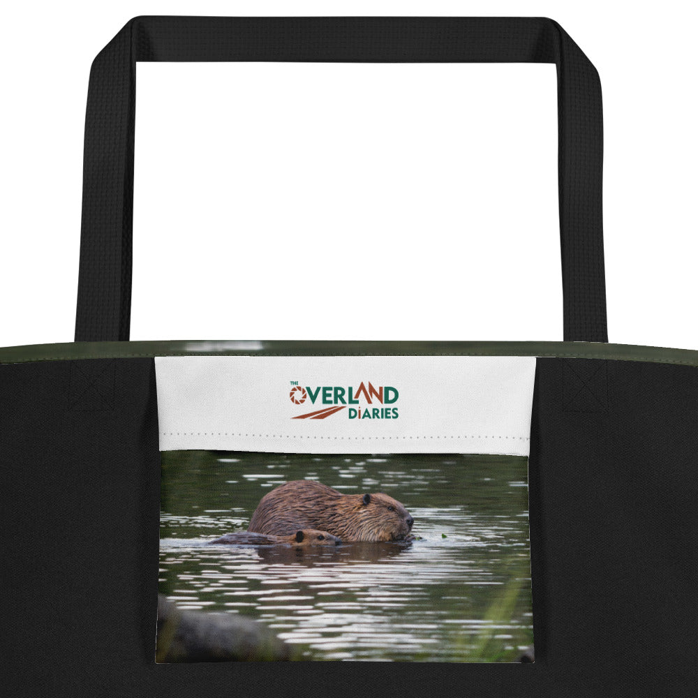 Beaver All-Over Print Large Tote Bag