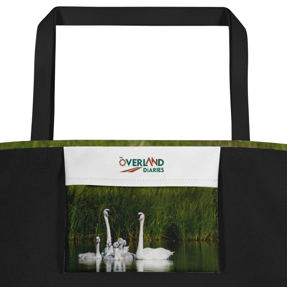 Swan Family All-Over Print Large Tote Bag