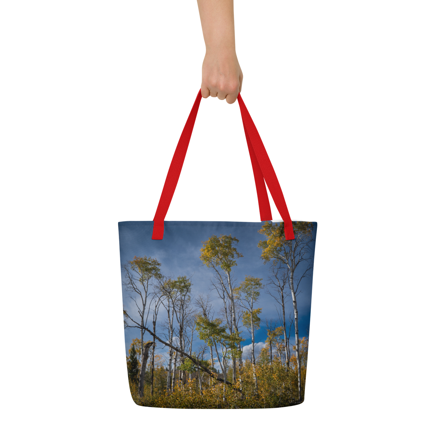 Aspens in the Fall All-Over Print Large Tote Bag