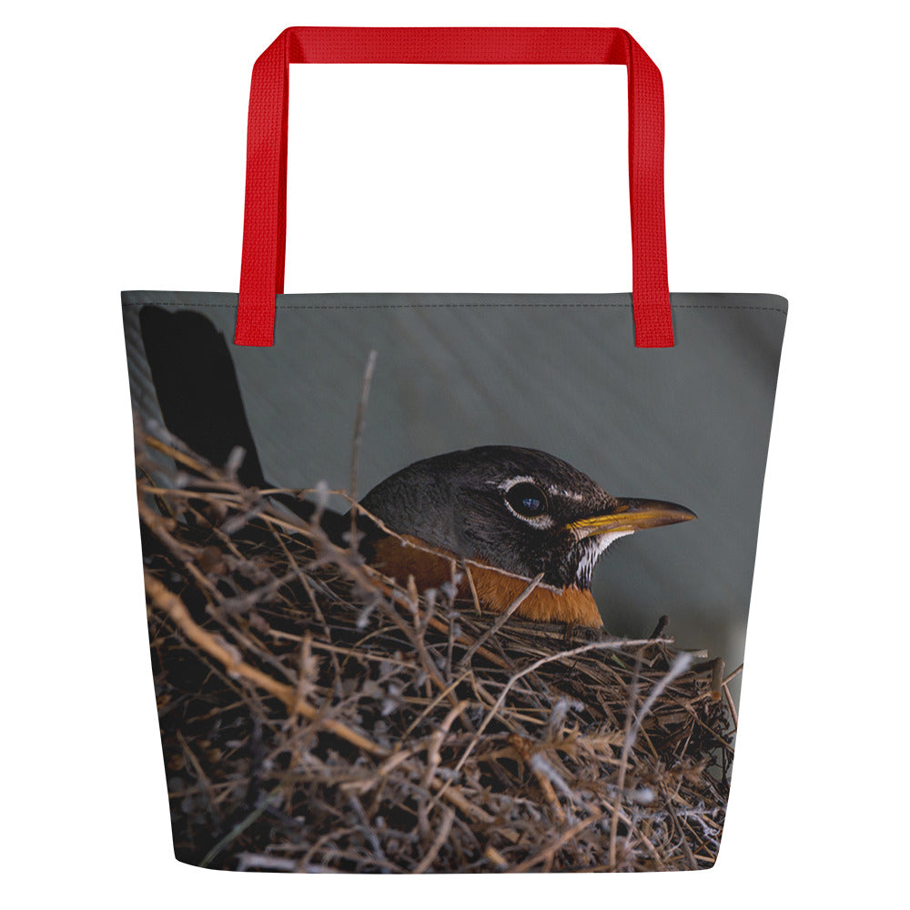 Mama Robin All-Over Print Large Tote Bag