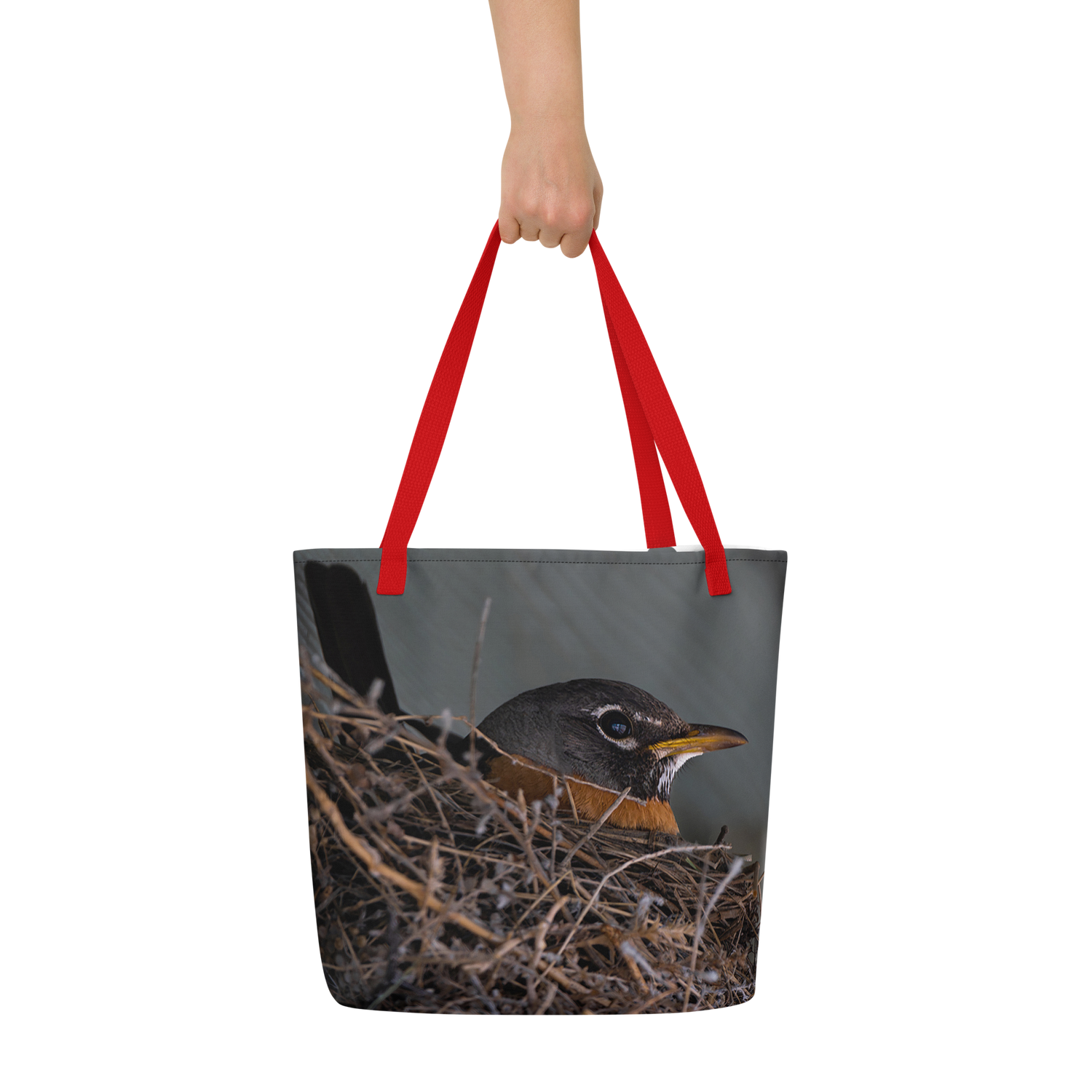 Mama Robin All-Over Print Large Tote Bag