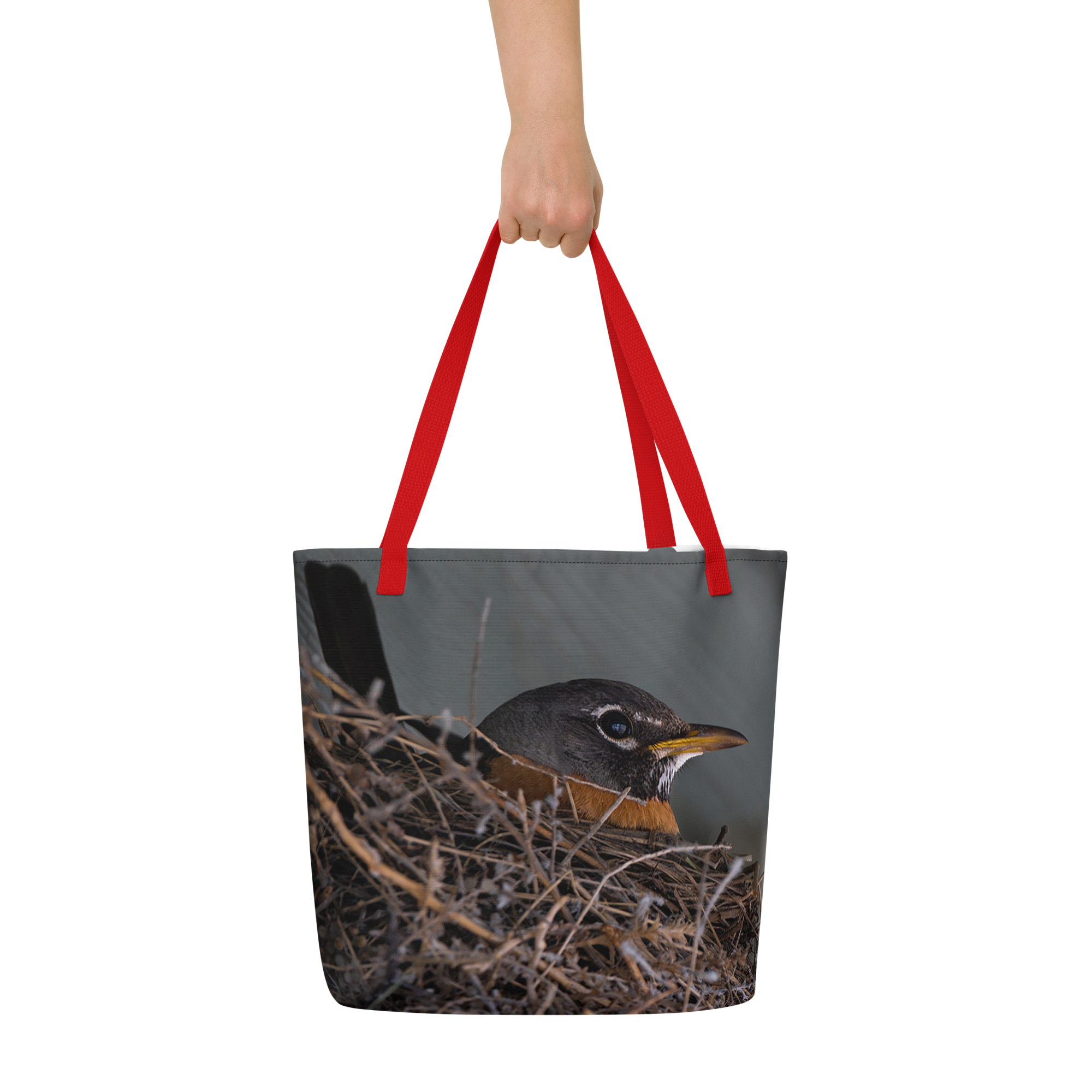 Mama Robin All-Over Print Large Tote Bag