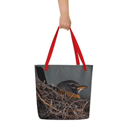 Mama Robin All-Over Print Large Tote Bag