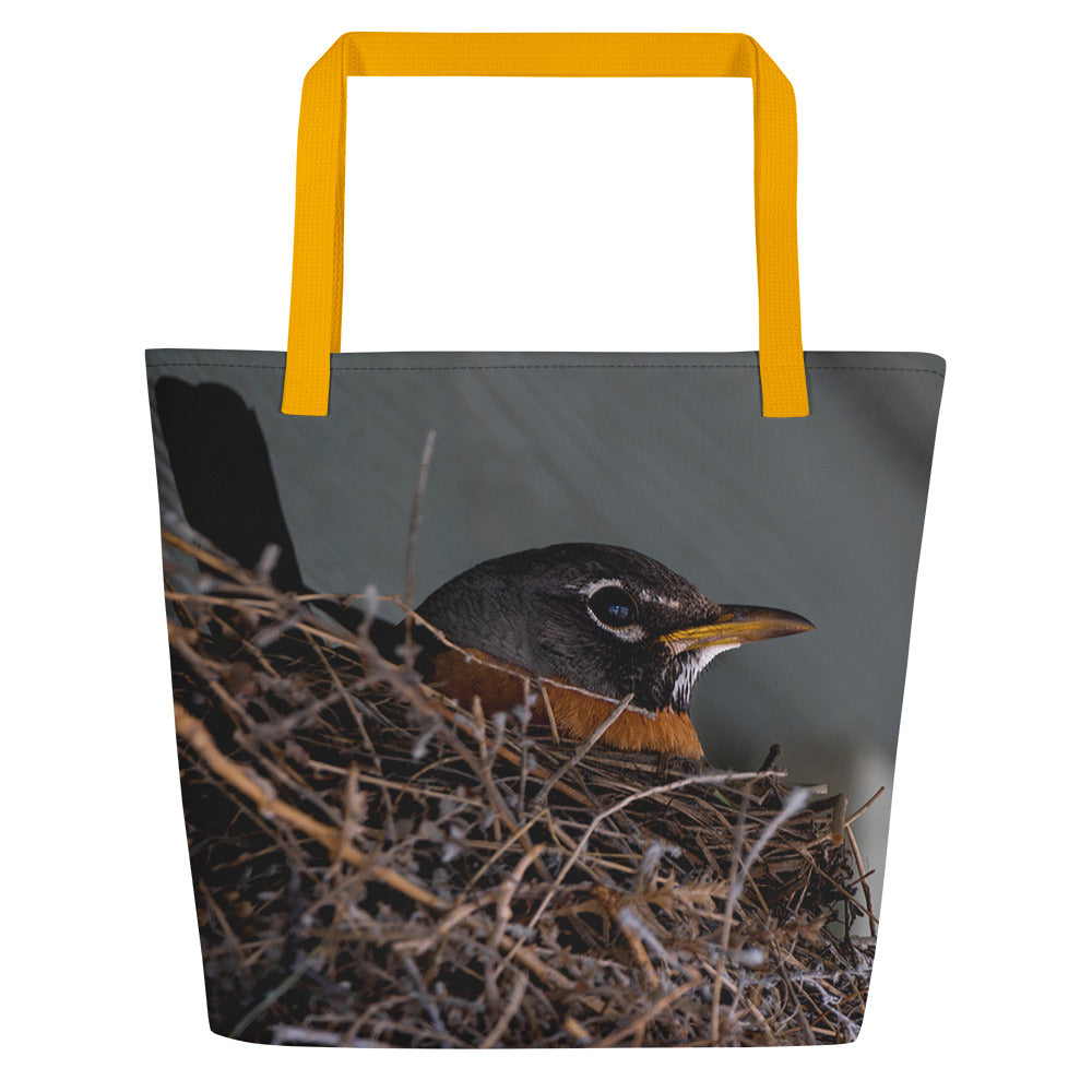 Mama Robin All-Over Print Large Tote Bag