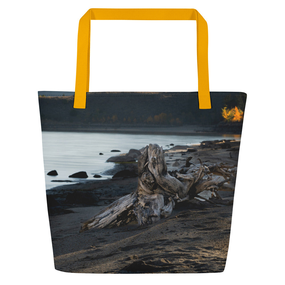 Boulder Lake in the Fall All-Over Print Large Tote Bag