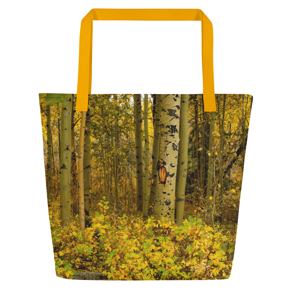 Detail Aspen Trees in the Fall All-Over Print Large Tote Bag