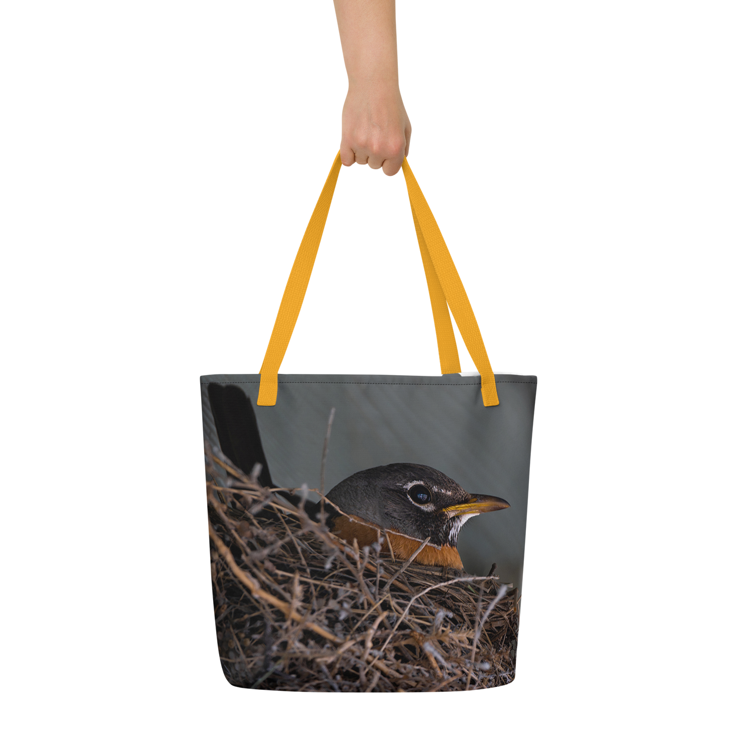 Mama Robin All-Over Print Large Tote Bag