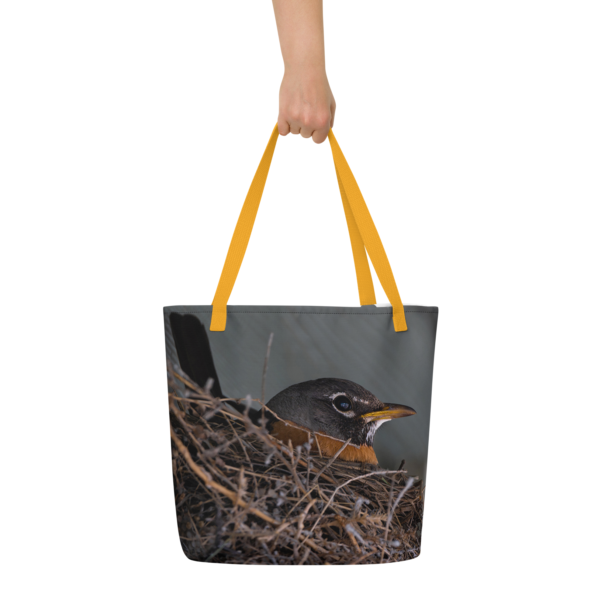 Mama Robin All-Over Print Large Tote Bag