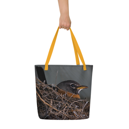 Mama Robin All-Over Print Large Tote Bag