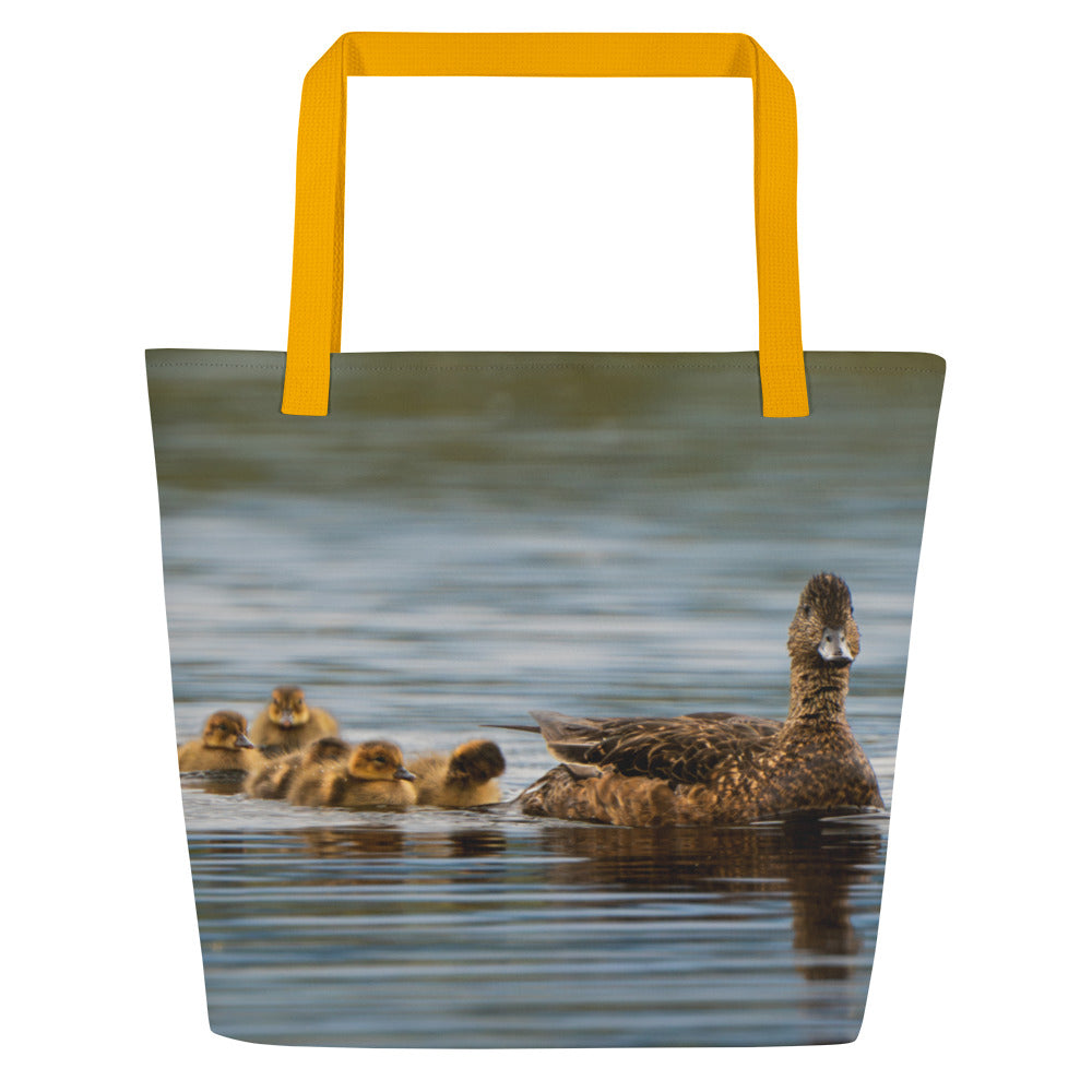 Duck Family All-Over Print Large Tote Bag