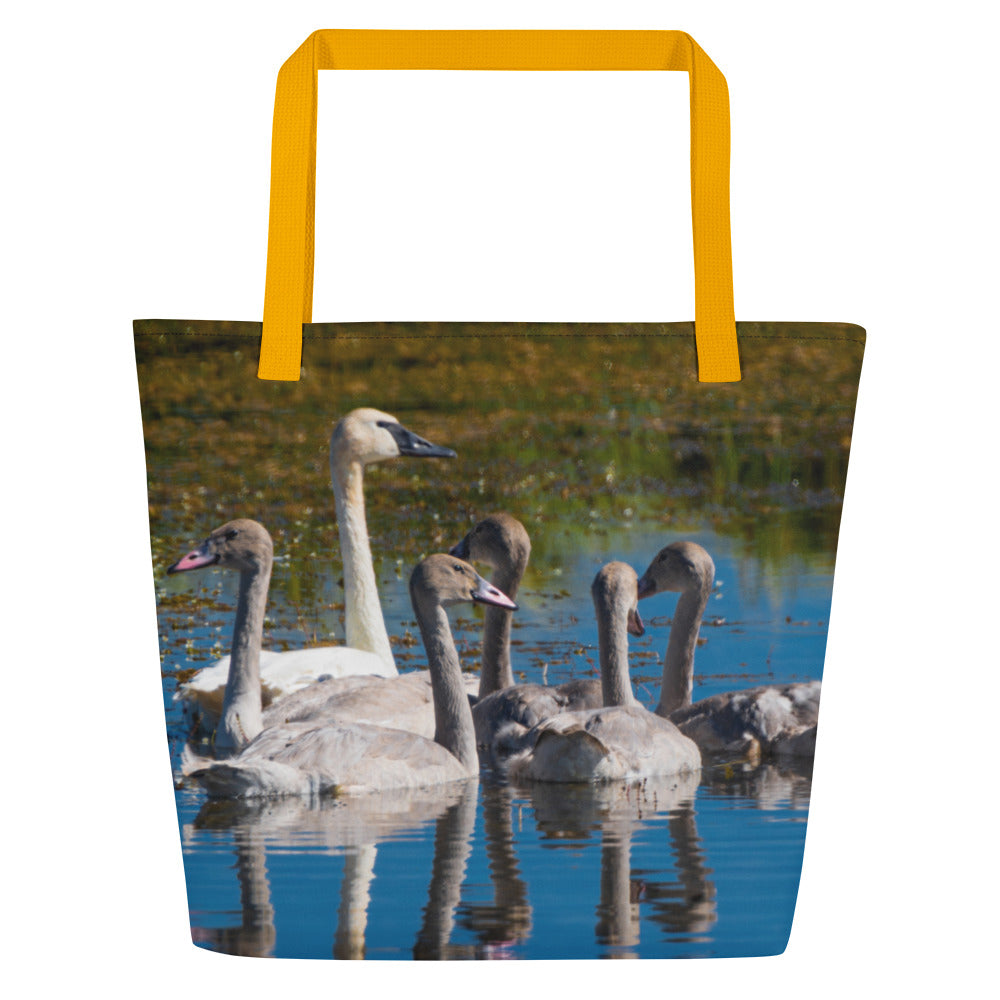 Swans All-Over Print Large Tote Bag