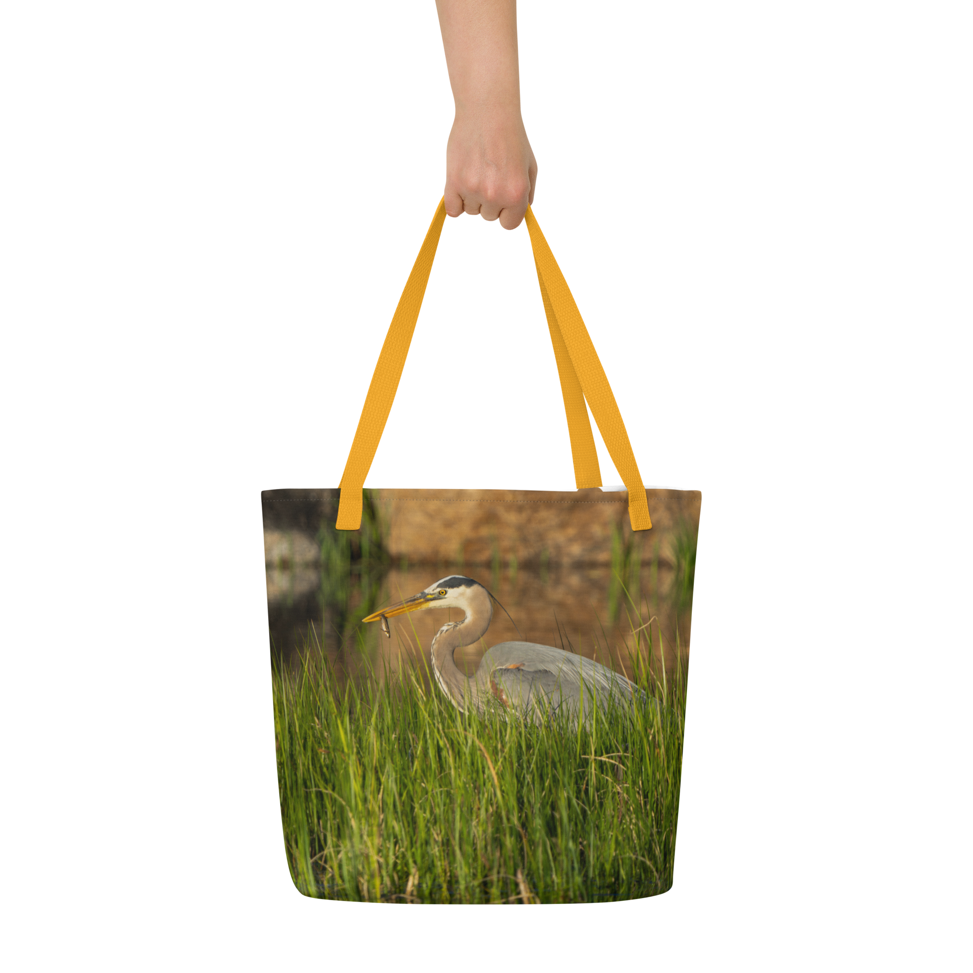 Blue Heron All-Over Print Large Tote Bag