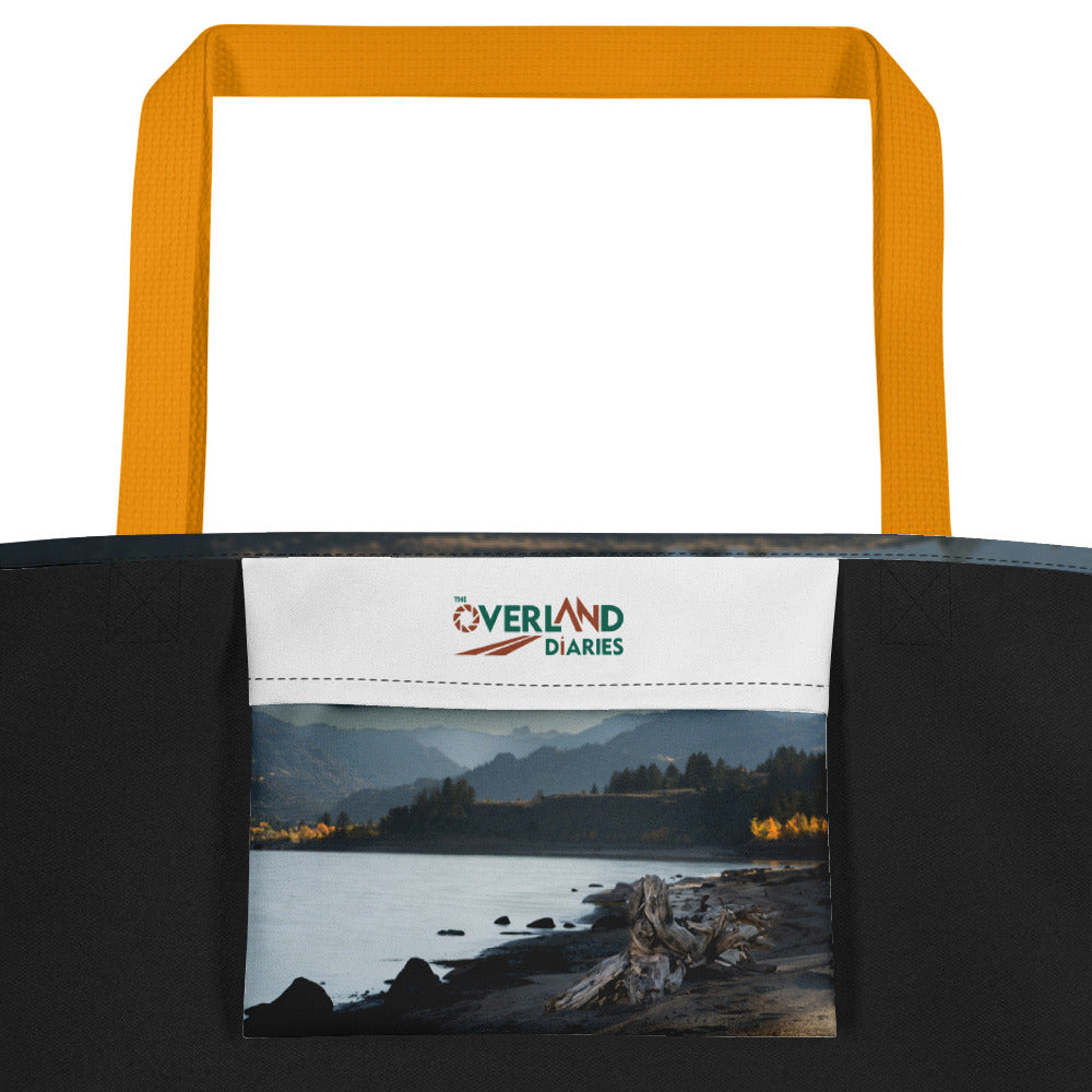 Boulder Lake in the Fall All-Over Print Large Tote Bag