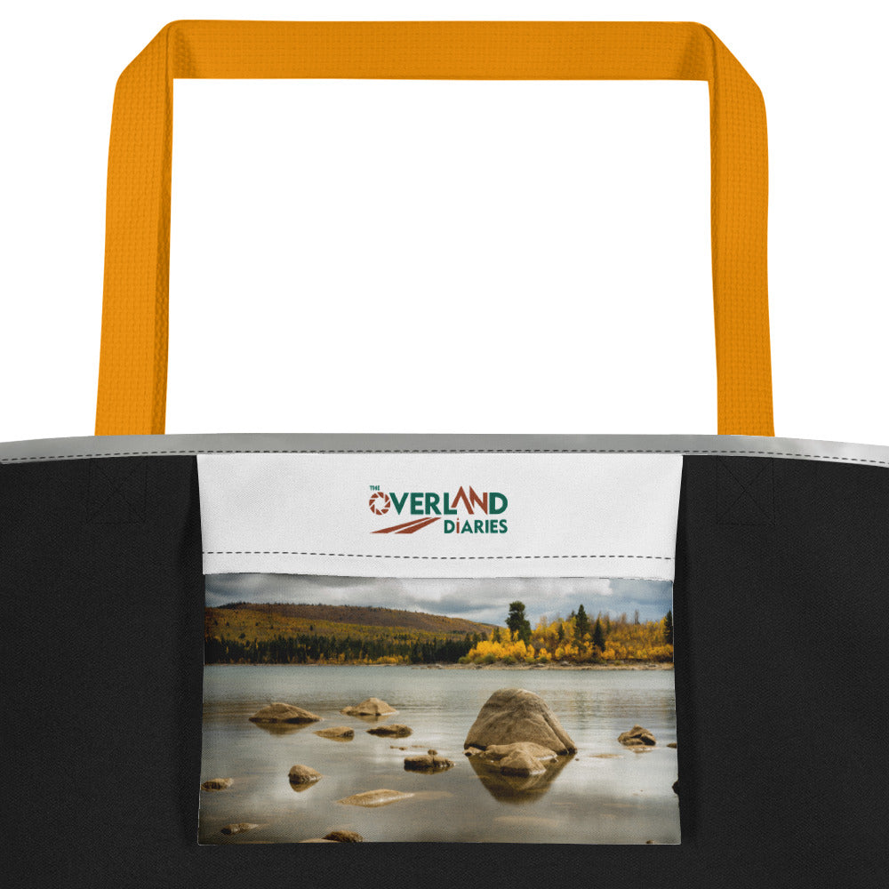 Lake Scene in the Fall All-Over Print Large Tote Bag