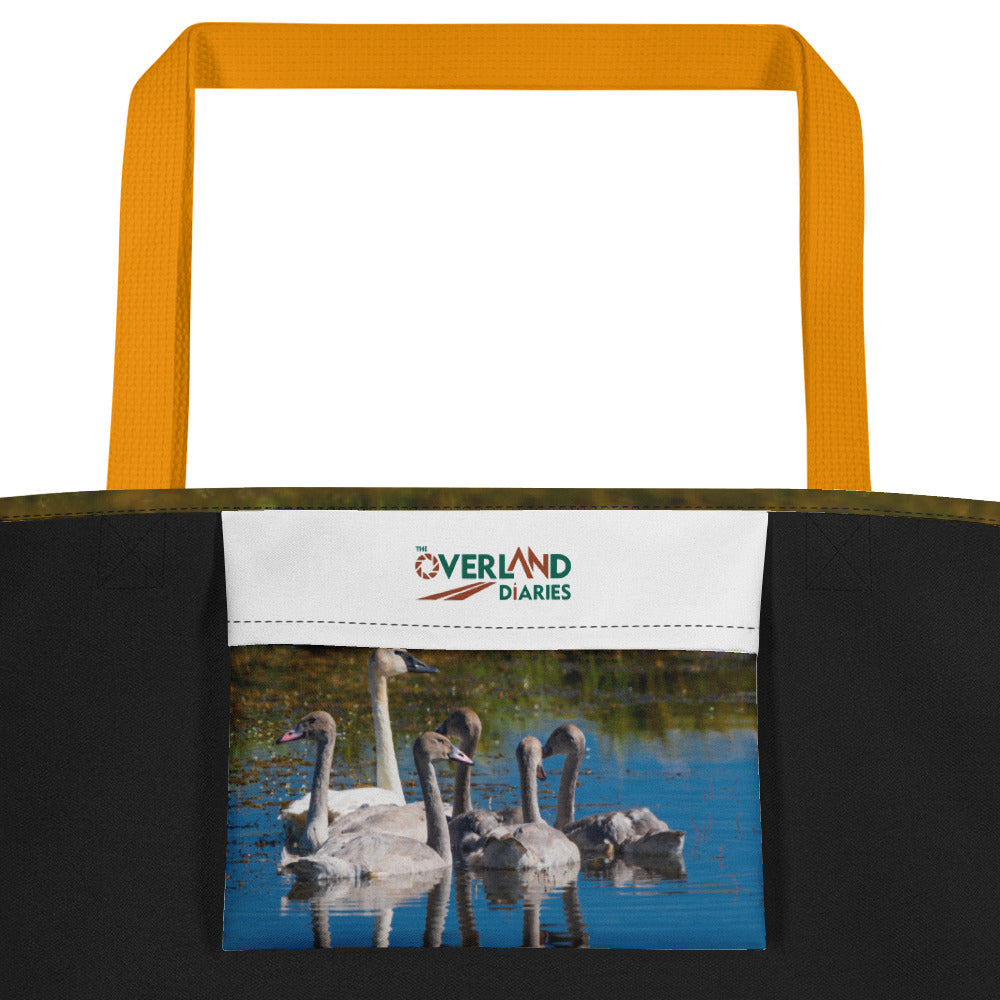 Swans All-Over Print Large Tote Bag