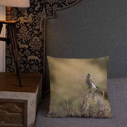 Female Mountain Bluebird Premium Pillow