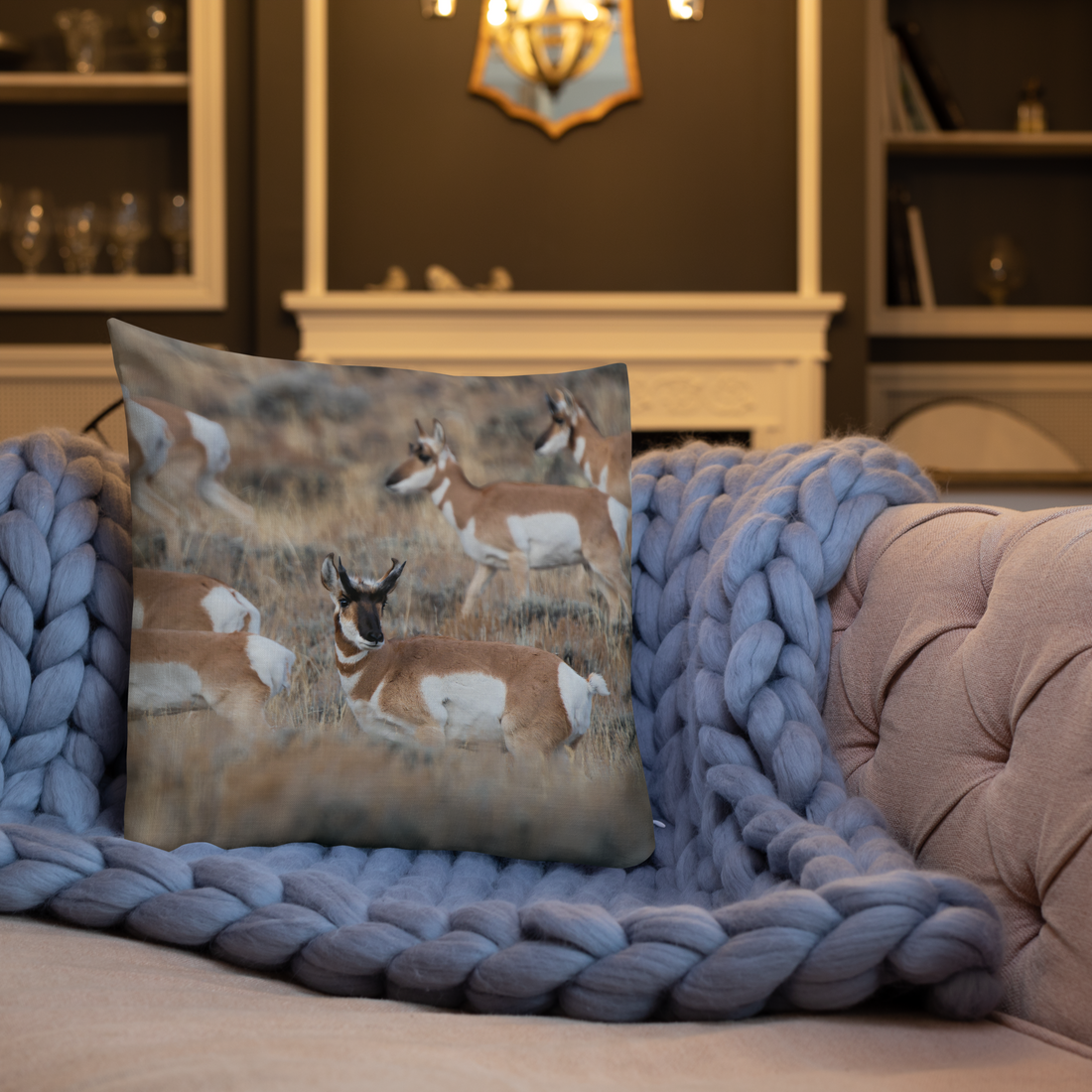 Pillows Inspired by Wyoming’s Winter Wildlife: Pronghorn in Your Own Backyard