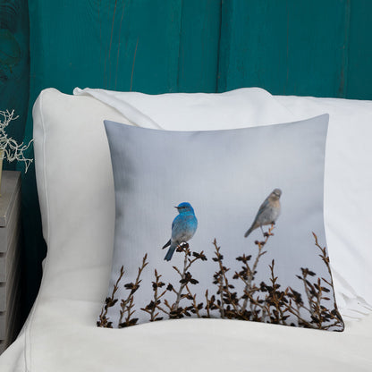 Couple of Mountain Bluebirds Premium Pillow