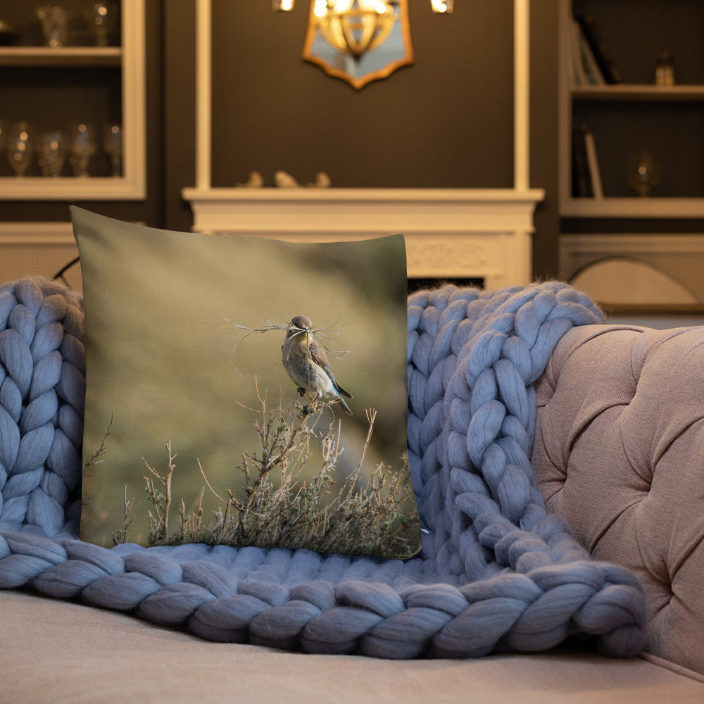 Female Mountain Bluebird Premium Pillow