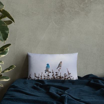 Couple of Mountain Bluebirds Premium Pillow