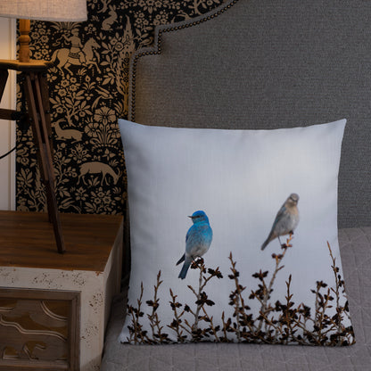 Couple of Mountain Bluebirds Premium Pillow