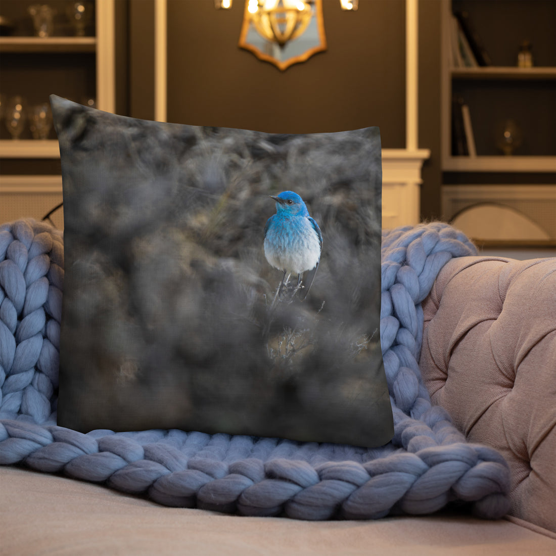 Mountain Bluebird Premium Pillow