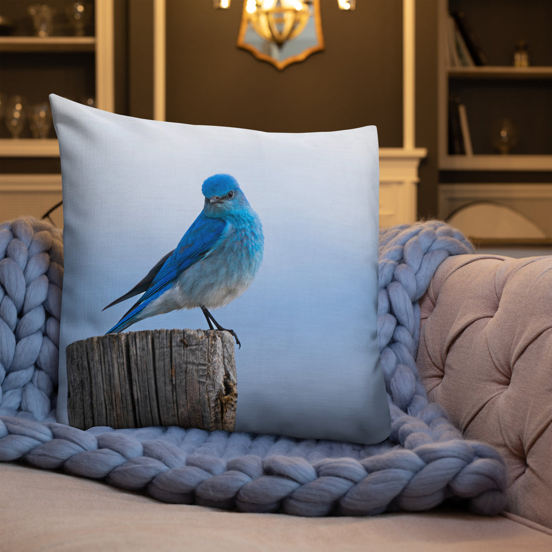 Mountain Bluebird Premium Pillow