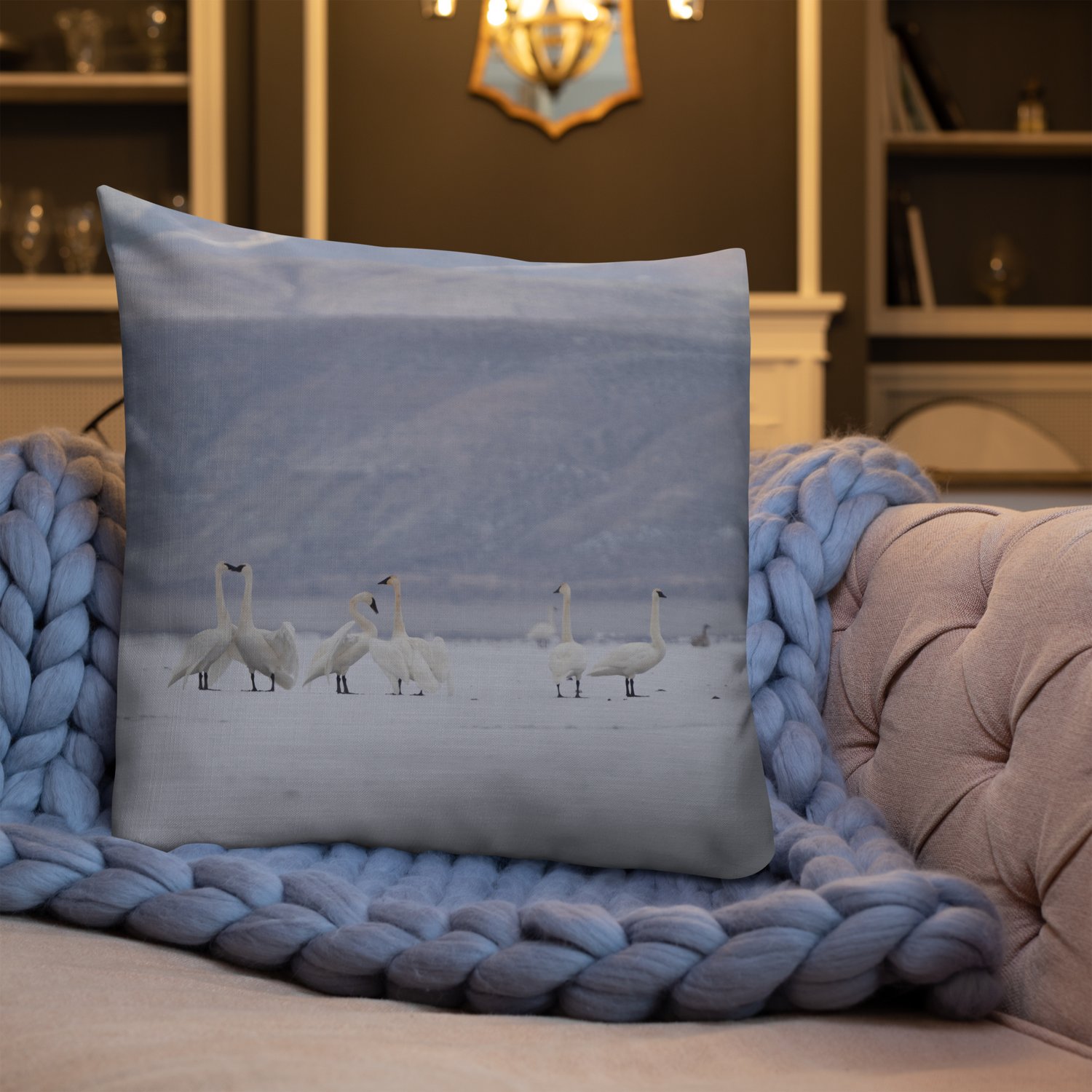 Pillows Inspired by Wyoming’s Winter Mornings: A Symphony of Swans, Geese, and Ducks