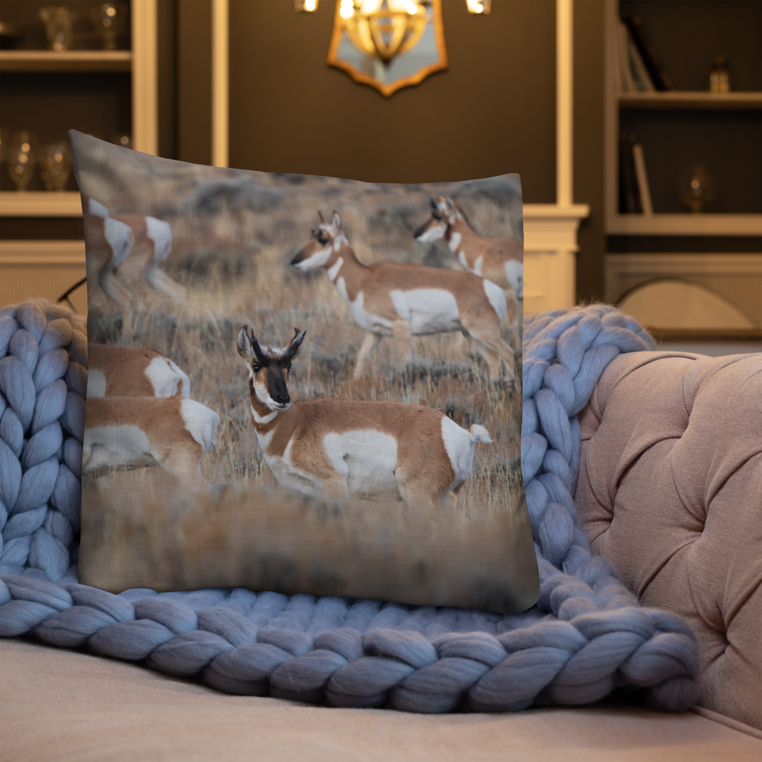 Pillows Inspired by Wyoming’s Winter Wildlife: Pronghorn in Your Own Backyard