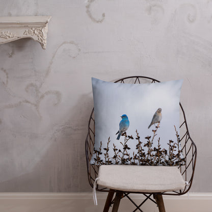 Couple of Mountain Bluebirds Premium Pillow