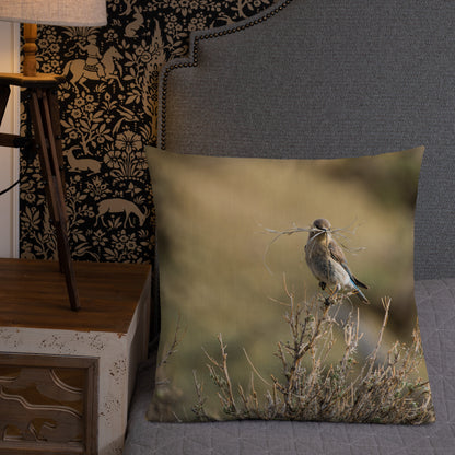 Female Mountain Bluebird Premium Pillow