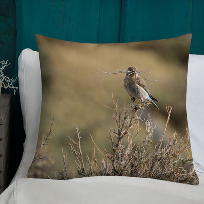 Female Mountain Bluebird Premium Pillow