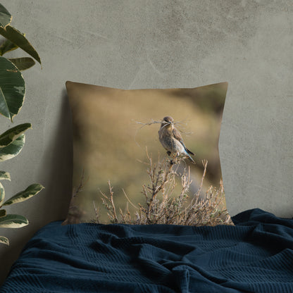 Female Mountain Bluebird Premium Pillow