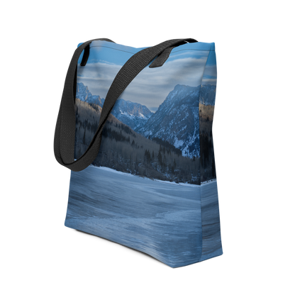 Frozen Lake View Tote Bags: Carry the Tranquil Beauty of Winter Wherever You Go